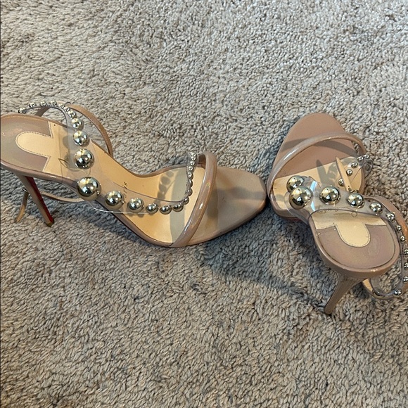 Christian Louboutin Nude Heels with Silver Beads - Picture 3 of 5